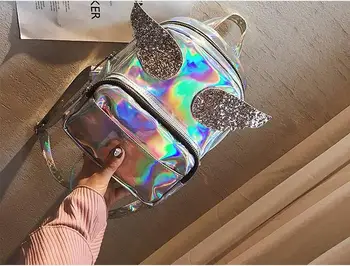 10 buc DHL Holograma Laser Rucsac Fete Drăguț Geanta de Umar Femei Mici Bling Paiete Unghi Aripi Rucsac Holografic