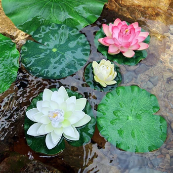 10buc/lot Atingere Reală Simulare Spuma Lotus Lotus nufar Plutitor Piscină Planta Nunta Grădină EVA Iaz Decor