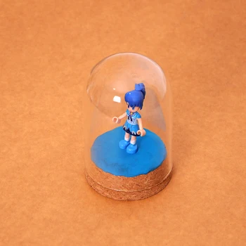 10Pieces Mini Sticlă Clară Emisfera Acoperire Cupola Cabochon din Lemn, Plută Baza de masa Decor de Masă