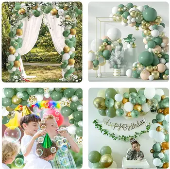 114pcs Verde Balon Latex Ghirlanda Arc de Nunta Baloane Decor Petrecere de Aniversare Fericită Decor Baloane Babyshower Globo