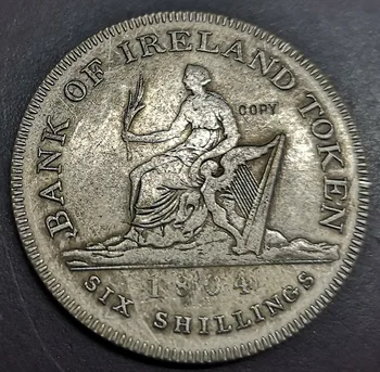 1804 Irlanda 6 Șilingi-George III Argint Placat cu Token 41mm
