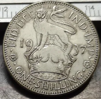 1937 Marea Britanie 1 shilling-George VI argint Placat cu moneda Copie
