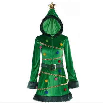 2021 noi de Craciun hot-vânzare de performanță etapă costume rochie cu gluga de culoare verde închis