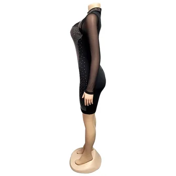 2022 Moda De Vara Sexy Jumătate De Înaltă Guler Talie Mijlocie De Culoare Solidă Lung Mâneci Cald-Masina De Gaurit Hip Rochii Pentru Femei