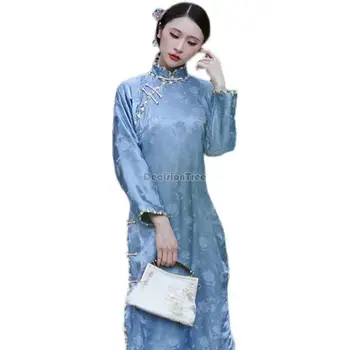 2023 toamna și iarna noi, îmbunătățite cheongsam cald qipao rochie stil Chinezesc tang femei costum elegant party festival rochie a373