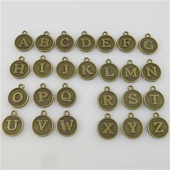 26pcs Rotund Vintage Alfabetul Farmece Scrisoare de Capital Margele Inițială Pandantive din Aliaj de Bijuterii Accesorii DIY