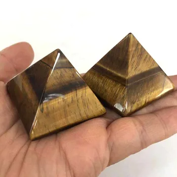 40mm Naturale de ochi de Tigru piatra Cristale de Cuarț Piramida de Vindecare de Cristal pentru Meserii Suprafața Lucioasă Cristale și Pietre pentru Decor X