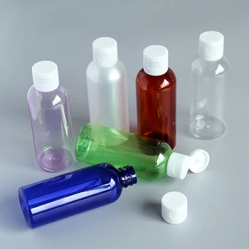 50pcs 100ml de Dimensiuni Mici din material Plastic de Călătorie Sticla Cu Capac Flip Culoare unică folosință, Sticle PET, Pentru produse Cosmetice Capac cu filet Containere