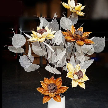 55cm Naturale Bodhi Frunze Uscate Flori Vene Ramură Fals Conservate Flori Plante Artificiale Frunze Petrecere de Nunta Decor Acasă