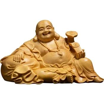 6CM Râs Buddha Statuie Accesorii Auto Budismul Feng Shui Maitreya Miniatură Sculptură Decoratiuni Acasă