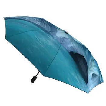 Albastru Pestera Marmura Tipărite Umbrela De Ploaie Femei Automată Umbrelă Trei Pliere Umbrela Protectie Solara De Sex Masculin Portabil Umbrelă De Soare