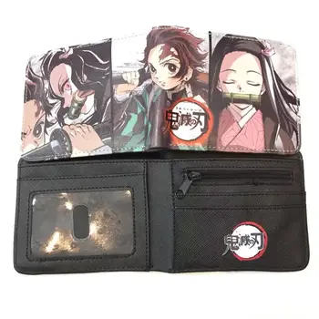 Anime Demon Slayer: Kimetsu nu Yaiba Sintetice Portofel Kamado Tanjirou Card de Portofel cu buzunar Monedă titularul cardului de Moda Geanta