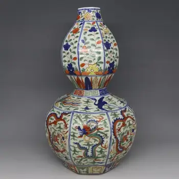 Antic MingDynasty vaza de portelan,dragon si phoenix sticla ,de Mână-obiecte de artizanat,Decoratiuni,colectia& podoabă,transport Gratuit