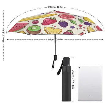 Automată Umbrelă de Ploaie Femei de Trei-pliere Umbrela de Colorat Fructe Model Windproof Umbrela de sex Feminin Impermeabil Umbrelă de soare