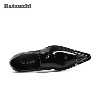 Batzuzhi Moda Rochie din Piele Neagra Pantofi pentru Bărbați Indicat de Metal Sfat Barbati Pantofi de Afaceri Formale Încălțăminte zapatos de hombre, de Dimensiuni Mari