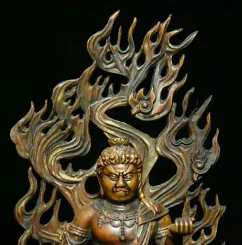 Chineză Cimișir Acalanatha Nemișcat Bodhisattva Fudo Myo-o / Acalanatha Statuie