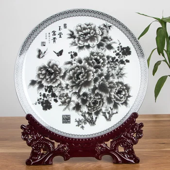 Chineză Stil de 10 inci Flori și Fluturi Decorative din Ceramică plăci Rotunde Pentru Cadouri de Familie