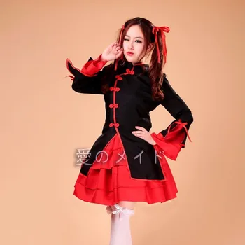 Chineză Tradițională Lolita Rochie de Cosplay de Halloween Petrecere de Dans Fată Rosu Negru S-3XL