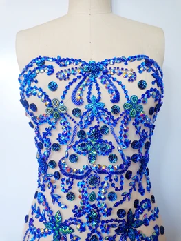 Coase pe pietre aplicatiile manual cristal albastru tapiterie patch-uri pentru rochie accesoriu 56*38cm