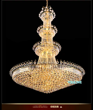 CONDUS de Aur Mare Candelabru de Cristal Lumini de Fixare Moderne de Cristal Droplights Vila Casa Scarii Hotal Clubului de Aur Agățat Lămpi D120cm