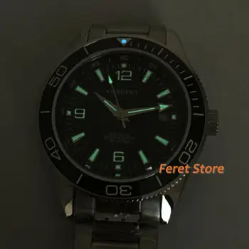 Corgeut 41mm cadran negru Bărbați Luminoase Ceas bezel ceramica de sticlă de safir display data Miyota Automat mechanical ceas