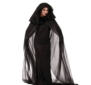 Costum De Halloween Pentru Adulti Cosplay Rochie Vrăjitoare Vrăjitoare Fusta Negru Ochiurilor Fusta Lunga Costum De Vrăjitoare