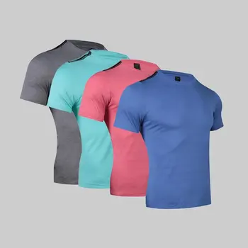 Culoare solidă cu mânecă scurtă tricou bărbați vară tide marca etanș sudoare de absorbție de alergare sport fitness de formare haine