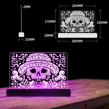 Da de muertos LED-uri Lampa de Noapte Cu 7 Culori Schimbare Mexican Craniu de Zahăr 3D Atmosfera Biserica Lumina Străzile Decor Zi De Morți