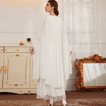 Dantelă albă vestido de festa Femei Maneca Lunga V Gât de Moda-O singură Bucată de Cocktail Petrecere Bal Purta Lung Maxi rochie