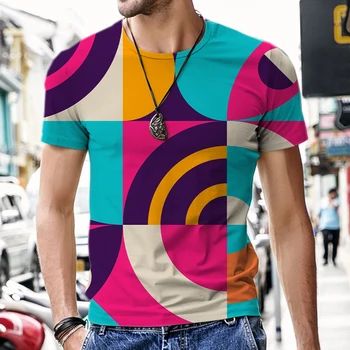 De vară pentru Bărbați model Abstract geometrice 3D de Imprimare T-shirt Tricou O-Gat Maneci Scurte Harajuku Haine Unisex Streetwear