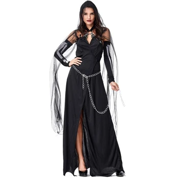 Deluxe Femei Magie Neagră Costum Vrajitoare Halloween Sexy Adult Petrecere Cosplay Îmbrăcăminte