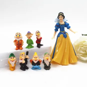 Disney Jucarii Noi 8 Buc / Set Alba ca Zapada Si Cei Sapte Pitici figurina Tort Copt Decoratiuni pentru Copii Cadouri de Craciun