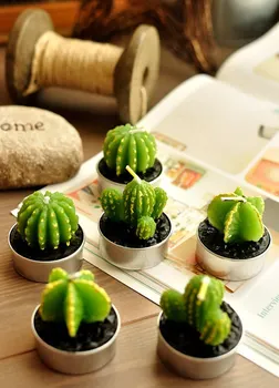 Dragut proaspete simulare creatoare ghiveci cactus green mini-lumanari (șase fiecare cutie)