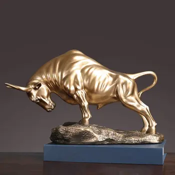 EKDJKK Alamă Taur Figurina Wall Street Bull Art Decor, Taur/Vacă/OxFigure Statui și Sculpturi Birou Acasa Birou Decorative Orna