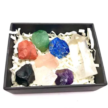 En-gros de 7 chakra cadou meditație cristale pietre de vindecare selenit chakra stone seturi