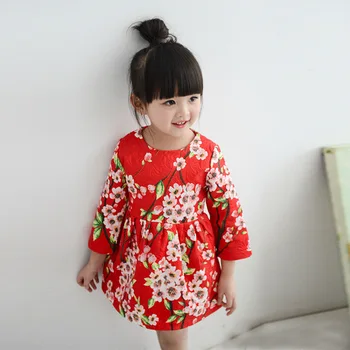 Europa de primăvară fata de prune imprimate rochie cu maneci lungi pentru copii rochii pentru fete costume de roupas infantis menina