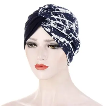 Femeile Banadan Musulman Interior Hijab Capac Print Floral Feminin Turban Pălărie Cancer Chimioterapie Cap Cruce Headwrap Accesorii De Par 2023 0
