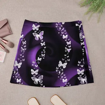 Fluture violet Vârtej Fusta Femei Magic Animal Print Kawaii Fuste Mini Talie Mare Stradă Stil Fusta Casual de Dimensiuni Mari 2XL 3XL