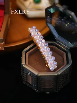 FXLRY Design Original, realizat Manual Doamnă Elegant Side Clip Clip de Păr Cristal Cu Violet de Primăvară Clip Accesorii de Par