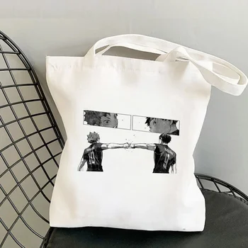 Haikyuu geantă de cumpărături alimentar bolso cumpărături sac de iută bolsa sac reutilizabil reciclaje ecobag țesute sac cabas sac de ț