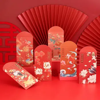 Hârtie 10buc/Pachet Lux Anul Nou Chinezesc Roșu Buzunare Desene animate Roșu Buzunare Flexibil Consumabile Partid