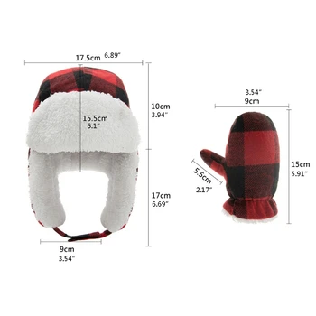 Iarna Cald Copilul Grile Model Ear Flap Hat Mănuși De Bumbac Stabilit Lei Feng Beanie