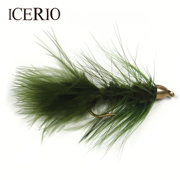 ICERIO 4BUC 4# conic de Alamă Cap de vierme/Streamer Muștele de Păstrăv Zbura de Pescuit Lures 0