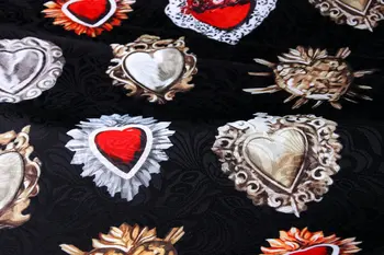 Inima Sacra Piatra Roșie Negru Poliester Brocart, Jacquard Tesatura pentru Femei Rochie de Toamna Fusta Sacou Strat de Cusut Pantaloni 0
