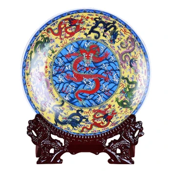 Jingdezhen Ceramică Agățat Placa Decor Nouă Dragoni Flori Placa De Setare Placa De Moda Moderne Living Cabinet Vin