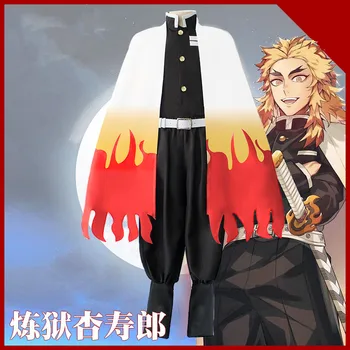 Joc Anime Rengoku Kyoujurou Pentru Cosplay Demon Slayer Hallowas Costum Kimono De Înaltă Calitate Uniforme Set Complet