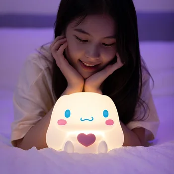 Kawaii Sanriod Anime Hobby Cinnamoroll Dormitor Pat Dormitor Dormi Silicon Pat De Lumină De Protecție A Ochilor Lumină Moale Lampă De Masă