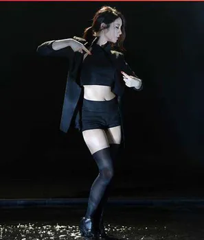 Kpop-Coreean Dans Pol Îmbrăcăminte Grup De Fete Club De Noapte Sexy Performanță Etapă De Îmbrăcăminte De Sex Feminin Slim Pantaloni Scurți, Costume De Dans Hip Hop