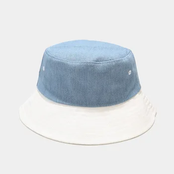 LDSLYJR Denim Albastru și Alb Pălărie Găleată Pălărie Pescar Călătorie în aer liber Pălărie de Soare Capac Pălării pentru Bărbați și Femei 340