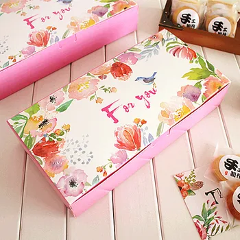 Livrare gratuita flori roz păsări decorarea cookie biscuit cutie pachet de panificație cadou de ambalare cutii de aprovizionare favoruri